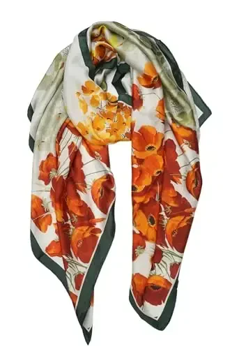 YOUR SMILE Large Mulberry Silk Feeling Long Stain Scarf Lightweight Sunscreen Shawls Wraps for Women - YOUR