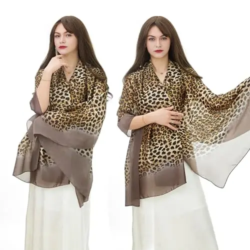 YOUR SMILE Large Mulberry Silk Feeling Long Stain Scarf Lightweight Sunscreen Shawls Wraps for Women - 2