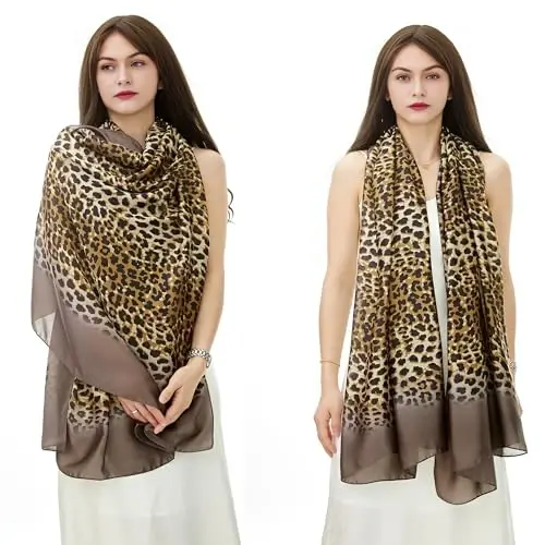 YOUR SMILE Large Mulberry Silk Feeling Long Stain Scarf Lightweight Sunscreen Shawls Wraps for Women - 3