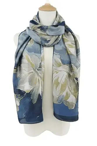 YOUR SMILE Large Mulberry Silk Feeling Long Stain Scarf Lightweight Sunscreen Shawls Wraps for Women - 4