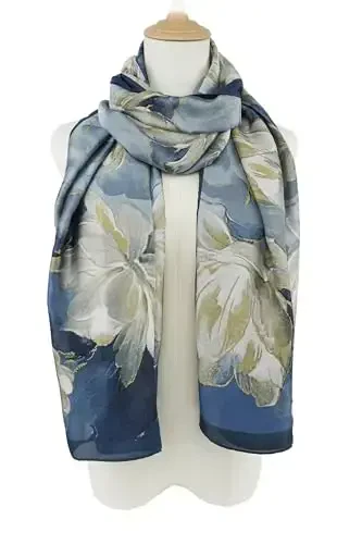 YOUR SMILE Large Mulberry Silk Feeling Long Stain Scarf Lightweight Sunscreen Shawls Wraps for Women - 4