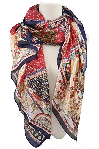 YOUR SMILE Ladies/Women's Lightweight Floral Print/Solid Color mixture Shawl Scarf For Spring Summer season - 3