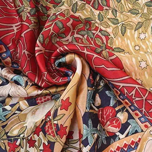 YOUR SMILE Ladies/Women's Lightweight Floral Print/Solid Color mixture Shawl Scarf For Spring Summer season - 4