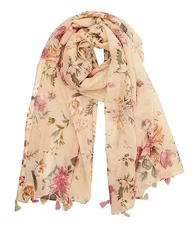 YOUR SMILE Large Boho Scarf for Women Lightweight Floral Printed Scarves Fall Winter Fashion Fringed Shawl wraps - 3