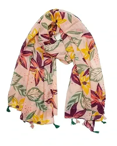YOUR SMILE Large Boho Scarf for Women Lightweight Floral Printed Scarves Fall Winter Fashion Fringed Shawl wraps - 1