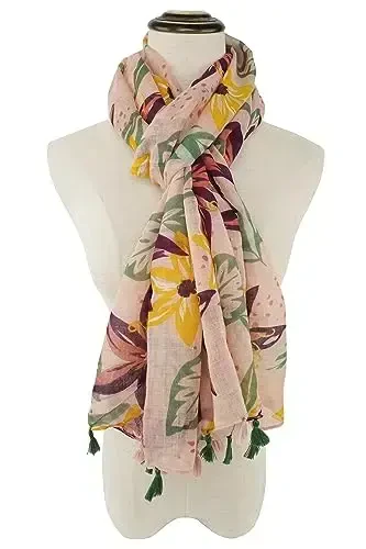 YOUR SMILE Large Boho Scarf for Women Lightweight Floral Printed Scarves Fall Winter Fashion Fringed Shawl wraps - 11