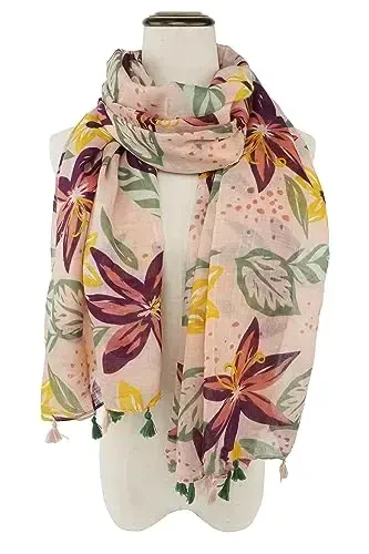 YOUR SMILE Large Boho Scarf for Women Lightweight Floral Printed Scarves Fall Winter Fashion Fringed Shawl wraps - 2