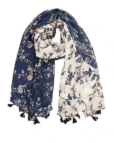 YOUR SMILE Large Boho Scarf for Women Lightweight Floral Printed Scarves Fall Winter Fashion Fringed Shawl wraps 