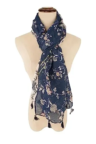 YOUR SMILE Large Boho Scarf for Women Lightweight Floral Printed Scarves Fall Winter Fashion Fringed Shawl wraps - 2
