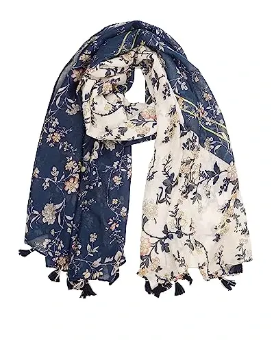YOUR SMILE Large Boho Scarf for Women Lightweight Floral Printed Scarves Fall Winter Fashion Fringed Shawl wraps - 1