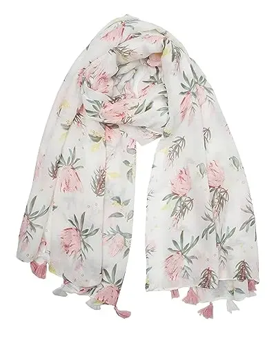 YOUR SMILE Large Boho Scarf for Women Lightweight Floral Printed Scarves Fall Winter Fashion Fringed Shawl wraps - 1