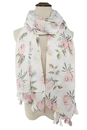 YOUR SMILE Large Boho Scarf for Women Lightweight Floral Printed Scarves Fall Winter Fashion Fringed Shawl wraps - YOUR (1)