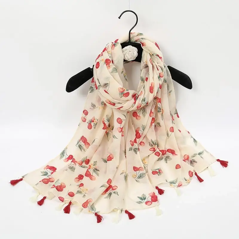 YOUR SMILE Large Boho Scarf for Women Lightweight Floral Printed Scarves Fall Winter Fashion Fringed Shawl wraps - 4