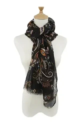 YOUR SMILE Large Boho Scarf for Women Lightweight Floral Printed Scarves Fall Winter Fashion Fringed Shawl wraps - 3