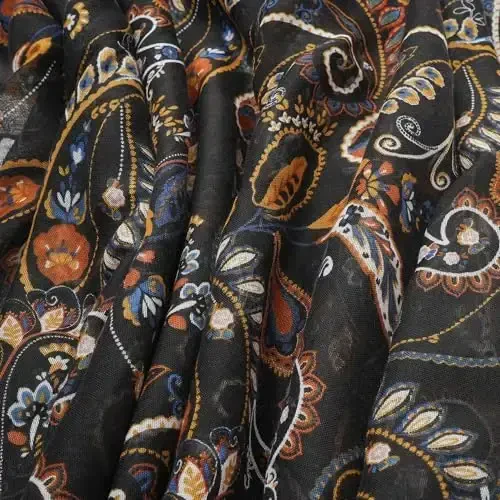 YOUR SMILE Large Boho Scarf for Women Lightweight Floral Printed Scarves Fall Winter Fashion Fringed Shawl wraps - 5