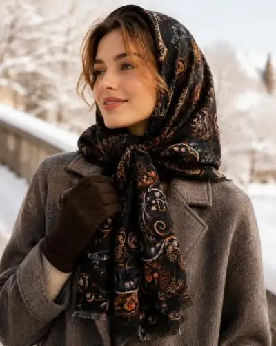 YOUR SMILE Large Boho Scarf for Women Lightweight Floral Printed Scarves Fall Winter Fashion Fringed Shawl wraps - 3