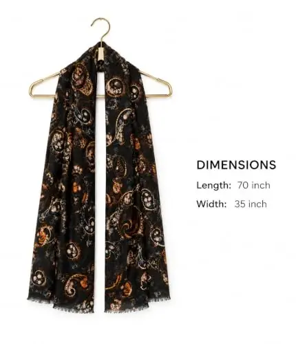 YOUR SMILE Large Boho Scarf for Women Lightweight Floral Printed Scarves Fall Winter Fashion Fringed Shawl wraps - 4