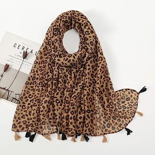 YOUR SMILE Large Boho Scarf for Women Lightweight Floral Printed Scarves Fall Winter Fashion Fringed Shawl wraps - 4