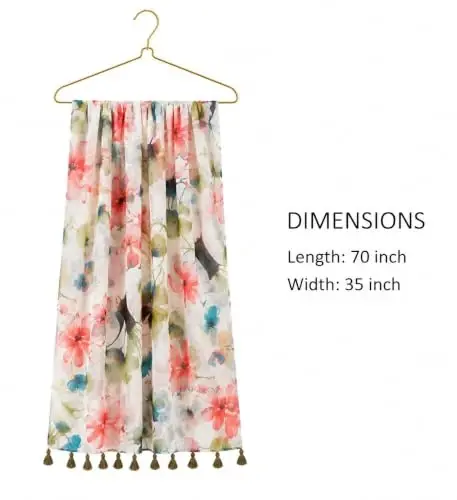 YOUR SMILE Large Boho Scarf for Women Lightweight Floral Printed Scarves Fall Winter Fashion Fringed Shawl wraps - 4