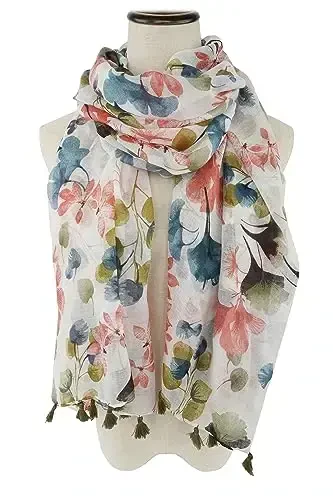 YOUR SMILE Large Boho Scarf for Women Lightweight Floral Printed Scarves Fall Winter Fashion Fringed Shawl wraps - YOUR (1)
