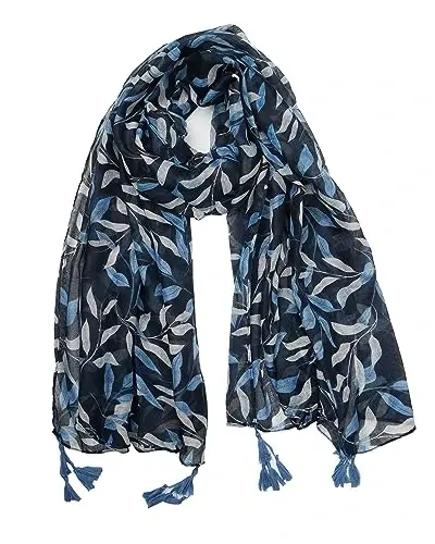 YOUR SMILE Large Boho Scarf for Women Lightweight Floral Printed Scarves Fall Winter Fashion Fringed Shawl wraps - 1