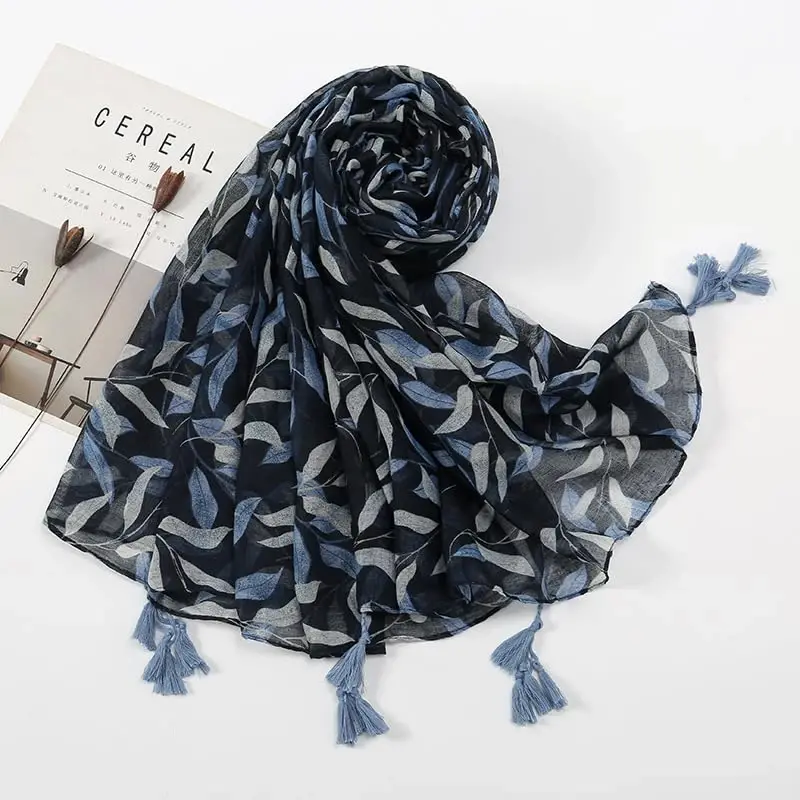 YOUR SMILE Large Boho Scarf for Women Lightweight Floral Printed Scarves Fall Winter Fashion Fringed Shawl wraps - 4