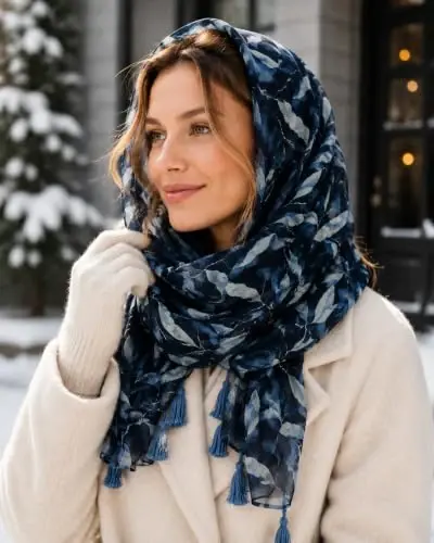 YOUR SMILE Large Boho Scarf for Women Lightweight Floral Printed Scarves Fall Winter Fashion Fringed Shawl wraps - 3