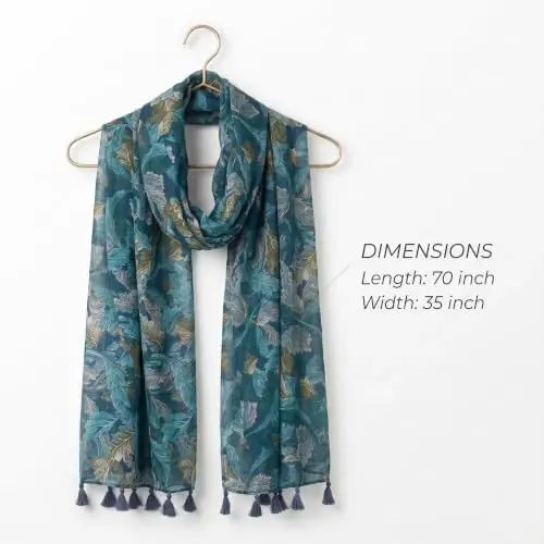 YOUR SMILE Large Boho Scarf for Women Lightweight Floral Printed Scarves Fall Winter Fashion Fringed Shawl wraps - 4