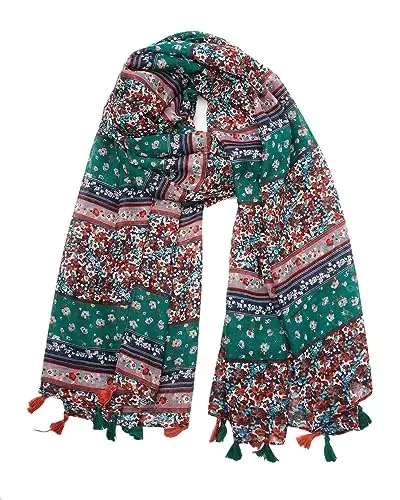 YOUR SMILE Large Boho Scarf for Women Lightweight Floral Printed Scarves Fall Winter Fashion Fringed Shawl wraps 