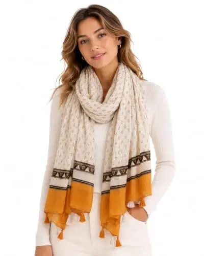 YOUR SMILE Large Boho Scarf for Women Lightweight Floral Printed Scarves Fall Winter Fashion Fringed Shawl wraps 