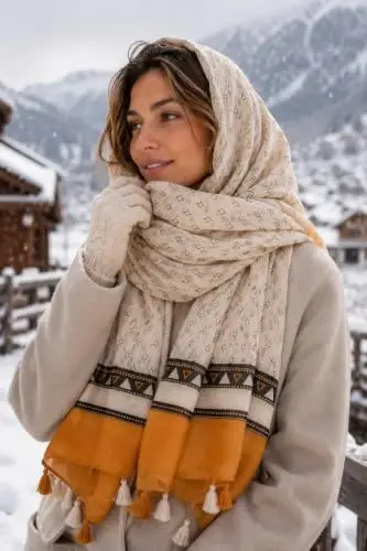 YOUR SMILE Large Boho Scarf for Women Lightweight Floral Printed Scarves Fall Winter Fashion Fringed Shawl wraps - 3