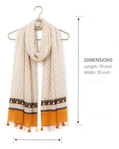 YOUR SMILE Large Boho Scarf for Women Lightweight Floral Printed Scarves Fall Winter Fashion Fringed Shawl wraps - 4
