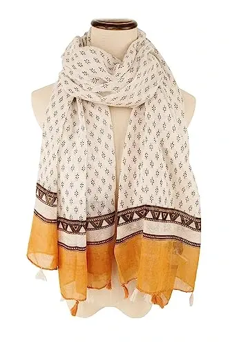 YOUR SMILE Large Boho Scarf for Women Lightweight Floral Printed Scarves Fall Winter Fashion Fringed Shawl wraps - YOUR (1)