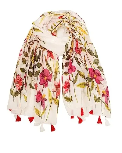 YOUR SMILE Large Boho Scarf for Women Lightweight Floral Printed Scarves Fall Winter Fashion Fringed Shawl wraps - 1