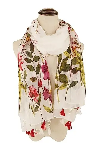 YOUR SMILE Large Boho Scarf for Women Lightweight Floral Printed Scarves Fall Winter Fashion Fringed Shawl wraps - 2