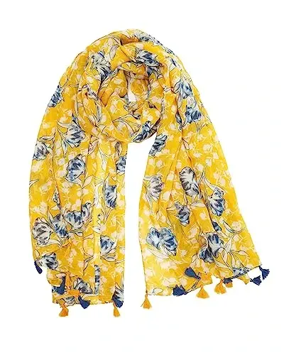 YOUR SMILE Large Boho Scarf for Women Lightweight Floral Printed Scarves Fall Winter Fashion Fringed Shawl wraps - 1