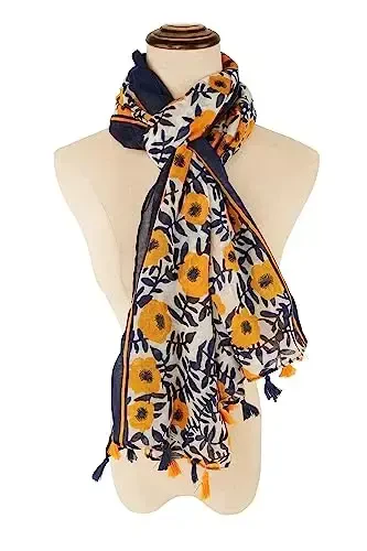 YOUR SMILE Large Boho Scarf for Women Lightweight Floral Printed Scarves Fall Winter Fashion Fringed Shawl wraps - 2