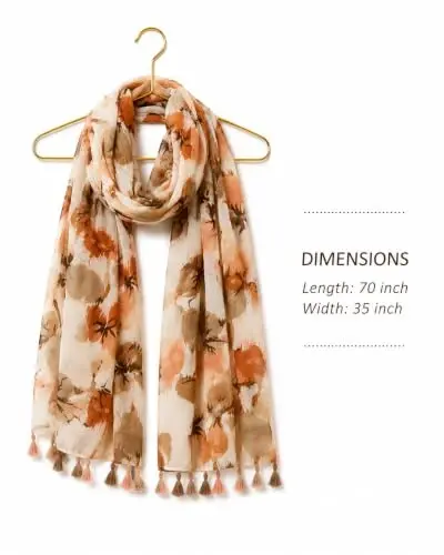 YOUR SMILE Large Boho Scarf for Women Lightweight Floral Printed Scarves Fall Winter Fashion Fringed Shawl wraps - 4