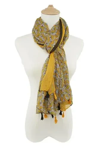 YOUR SMILE Large Boho Scarf for Women Lightweight Floral Printed Scarves Fall Winter Fashion Fringed Shawl wraps - 5