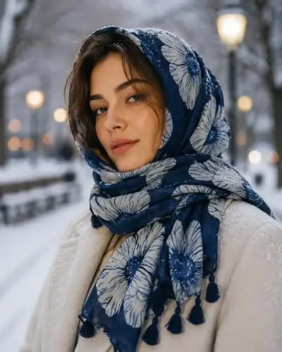YOUR SMILE Large Boho Scarf for Women Lightweight Floral Printed Scarves Fall Winter Fashion Fringed Shawl wraps - 3