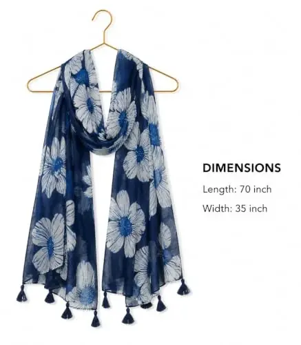 YOUR SMILE Large Boho Scarf for Women Lightweight Floral Printed Scarves Fall Winter Fashion Fringed Shawl wraps - 4