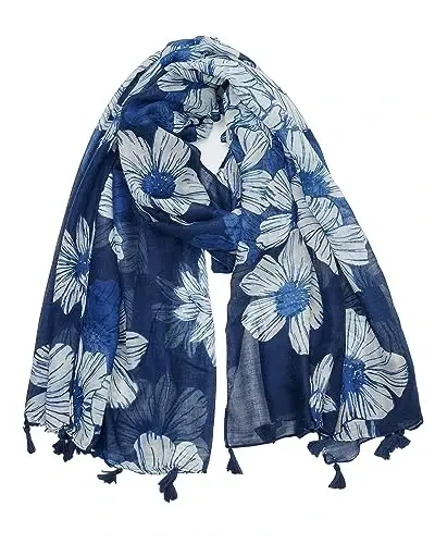 YOUR SMILE Large Boho Scarf for Women Lightweight Floral Printed Scarves Fall Winter Fashion Fringed Shawl wraps - 1