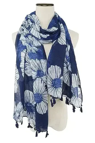YOUR SMILE Large Boho Scarf for Women Lightweight Floral Printed Scarves Fall Winter Fashion Fringed Shawl wraps - YOUR (1)