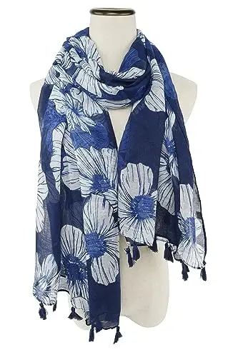 YOUR SMILE Large Boho Scarf for Women Lightweight Floral Printed Scarves Fall Winter Fashion Fringed Shawl wraps - 2