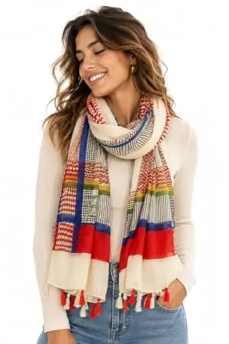YOUR SMILE Large Boho Scarf for Women Lightweight Floral Printed Scarves Fall Winter Fashion Fringed Shawl wraps 