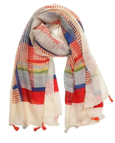 YOUR SMILE Large Boho Scarf for Women Lightweight Floral Printed Scarves Fall Winter Fashion Fringed Shawl wraps - 1