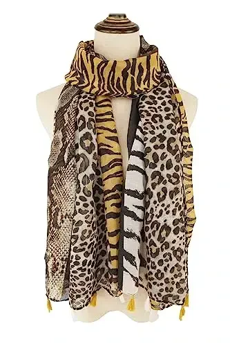 YOUR SMILE Large Boho Scarf for Women Lightweight Floral Printed Scarves Fall Winter Fashion Fringed Shawl wraps - 2