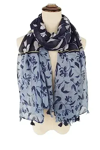 YOUR SMILE Large Boho Scarf for Women Lightweight Floral Printed Scarves Fall Winter Fashion Fringed Shawl wraps - 2
