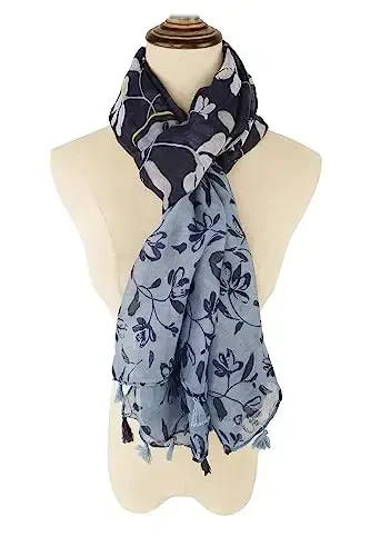 YOUR SMILE Large Boho Scarf for Women Lightweight Floral Printed Scarves Fall Winter Fashion Fringed Shawl wraps - 3
