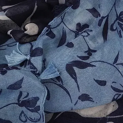 YOUR SMILE Large Boho Scarf for Women Lightweight Floral Printed Scarves Fall Winter Fashion Fringed Shawl wraps - 5